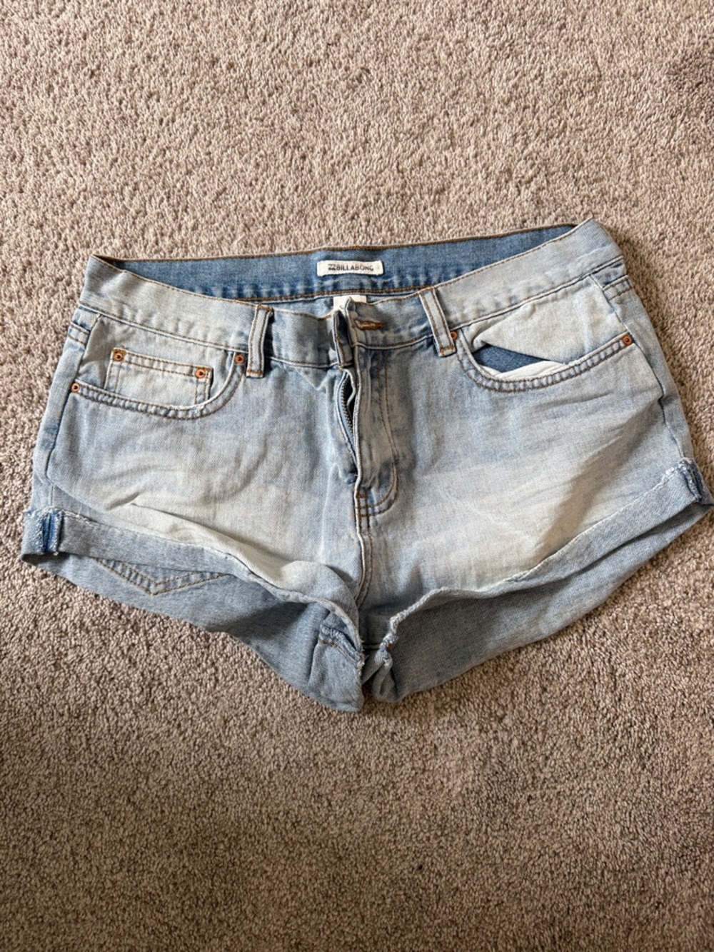 Billabong Faded Light Blue Denim Roll-Cuff Women's Shorts